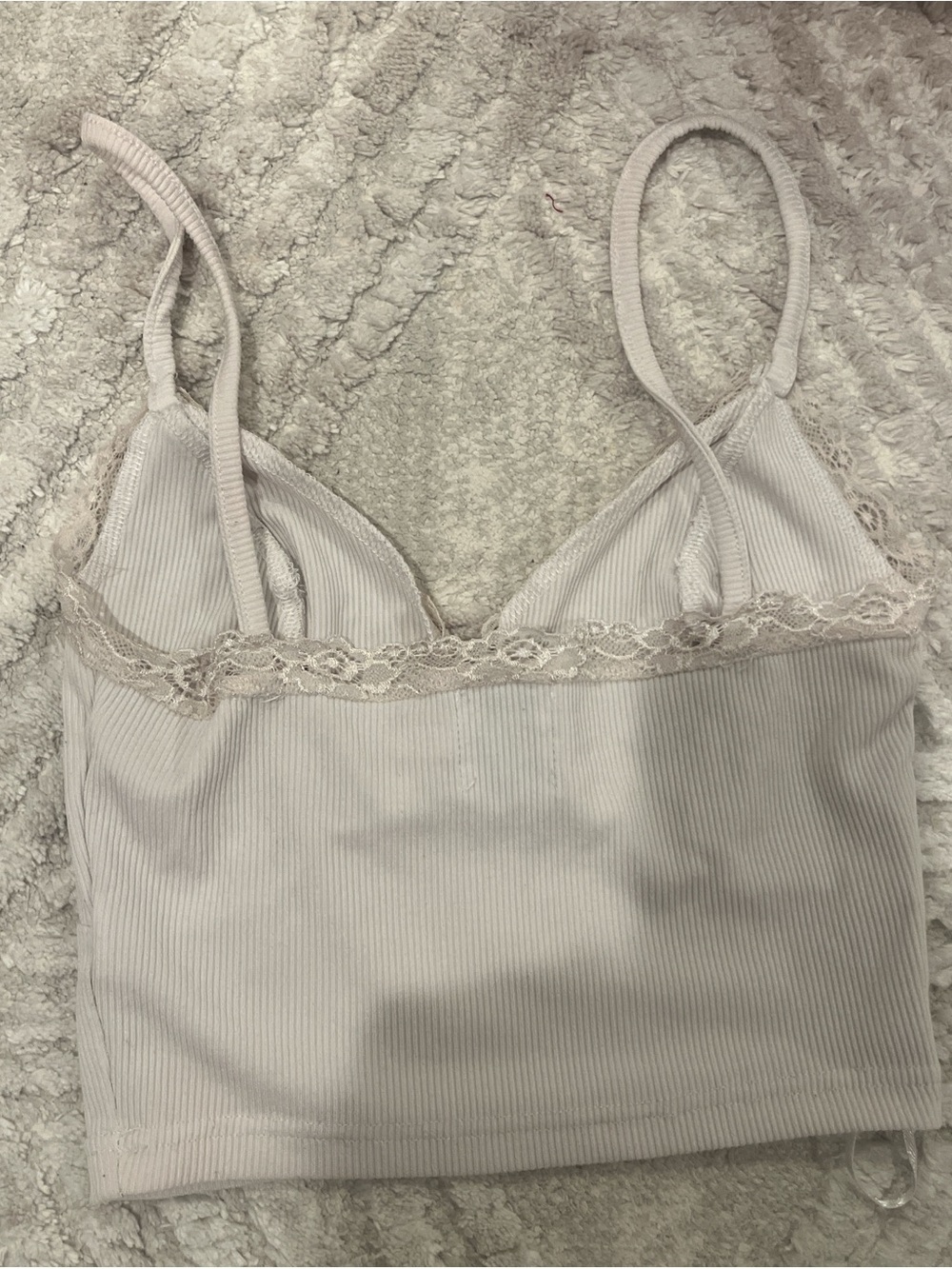 Princess Polly Lace-Trim Ribbed Bandeau Cami - White - Picture 3 of 3